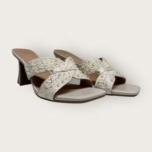 A New Day | Pearly Rattan Sandal Heels | Off White | 8.5